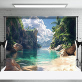 Lofaris Peaceful Island Scene Sea Mountain View Backdrop